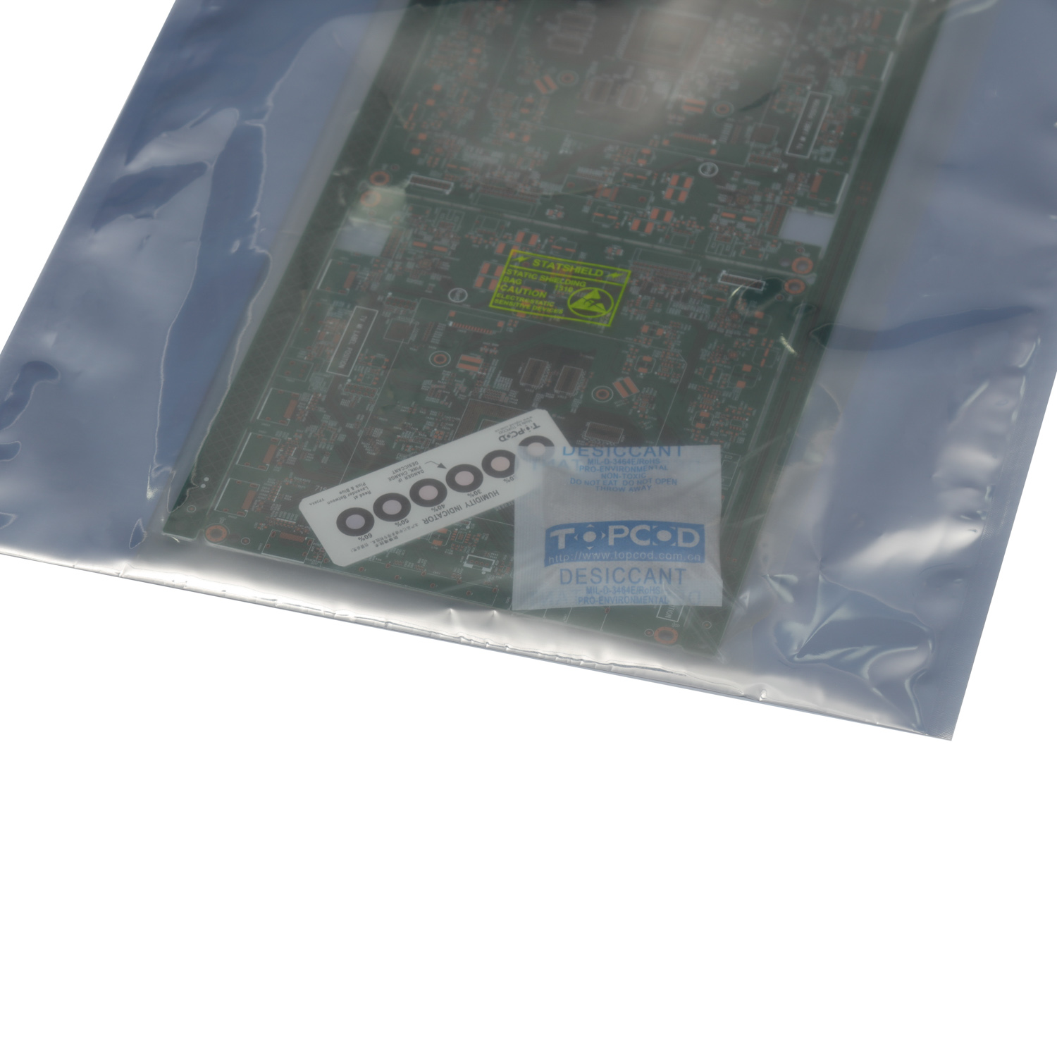 Productos electrónicos Envases de plástico Escudo antiestático Esd Bolsa de blindaje antiestático