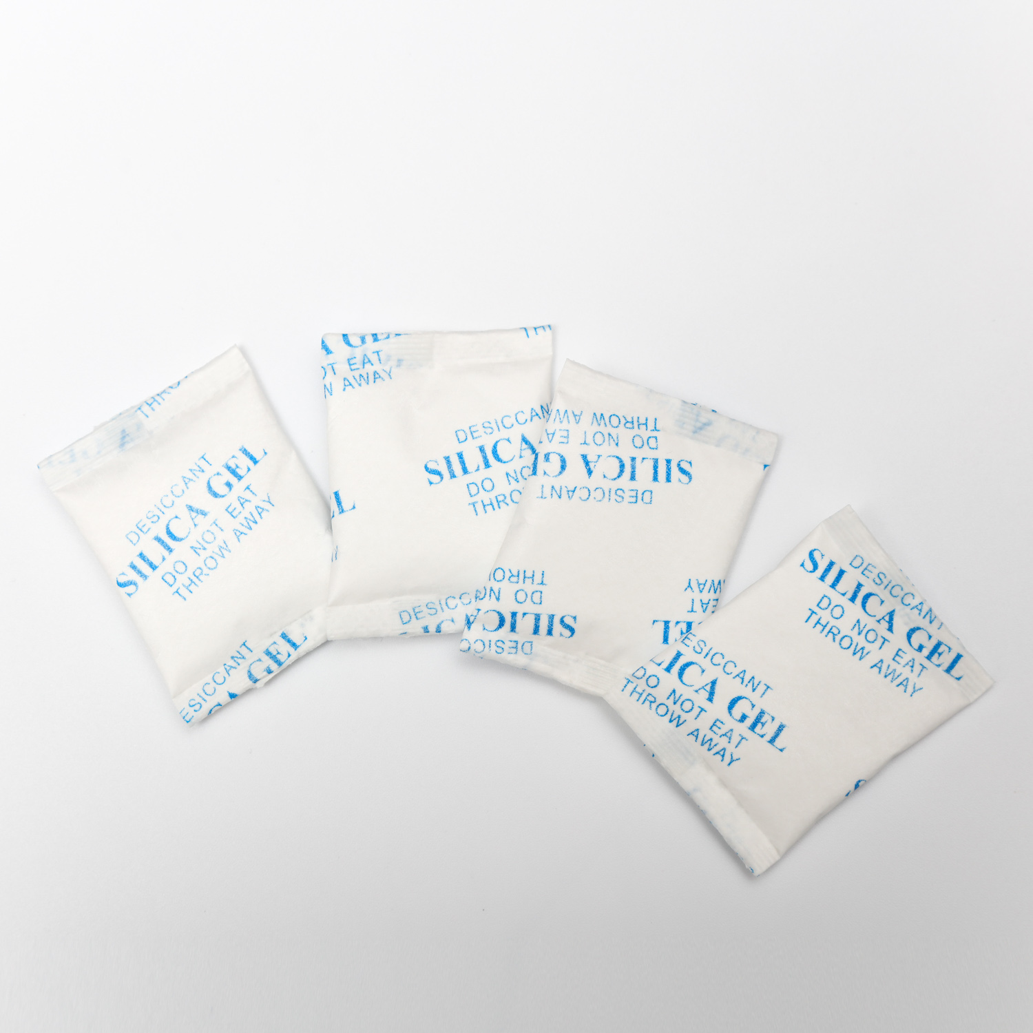 Paquetes desecantes de gel de sílice para absorción de humedad en envases de alimentos