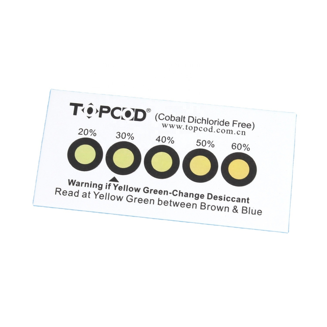 Tarjeta indicadora de humedad sin halógenos, sin cobalto, de color amarillo a verde